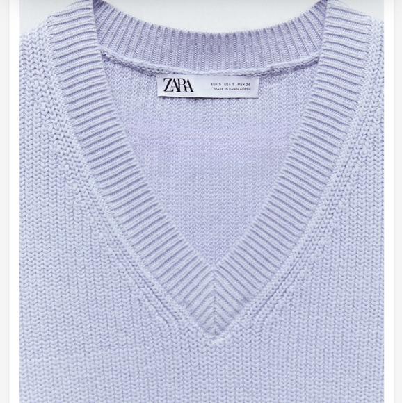 Zara Blue Knit Sweater Vest Top Sleeveless - Picture 3 of 12